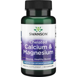 Swanson Chelated Calcium & Magnesium (Vápnik a Horčík), 60 kaps