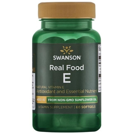 Swanson Real Food E - Vitamin E natural 400IU 60 kaps.