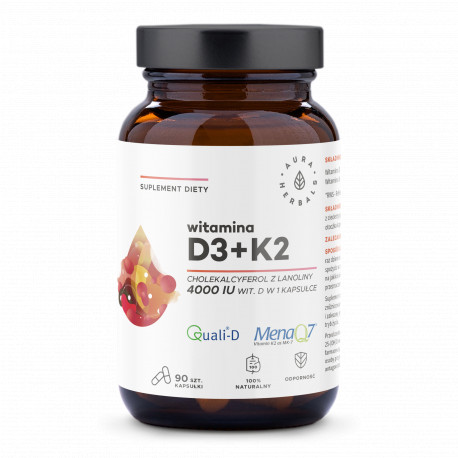 Aura Herbals Vitamin D3 4000 IU + K2 90 kaps.