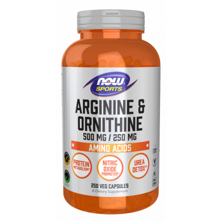 Now Arginine 500 mg+ Ornithine 250 mg 250 kaps.